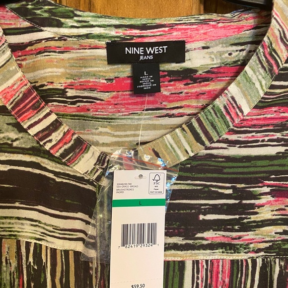 Nine West Button Down Linen Feel Blouse - Picture 3 of 8